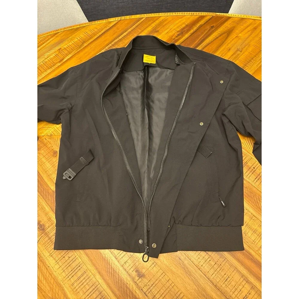 YSLB Men’s Black Multi Pocket Cargo Bomber Jacket Techwear Windbreaker L